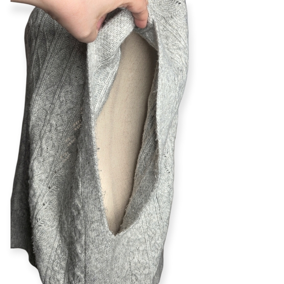 Rachel Zoe Gray Cable Knit Poncho Sweater Mock Turtleneck 2X Oversized - Picture 5 of 8